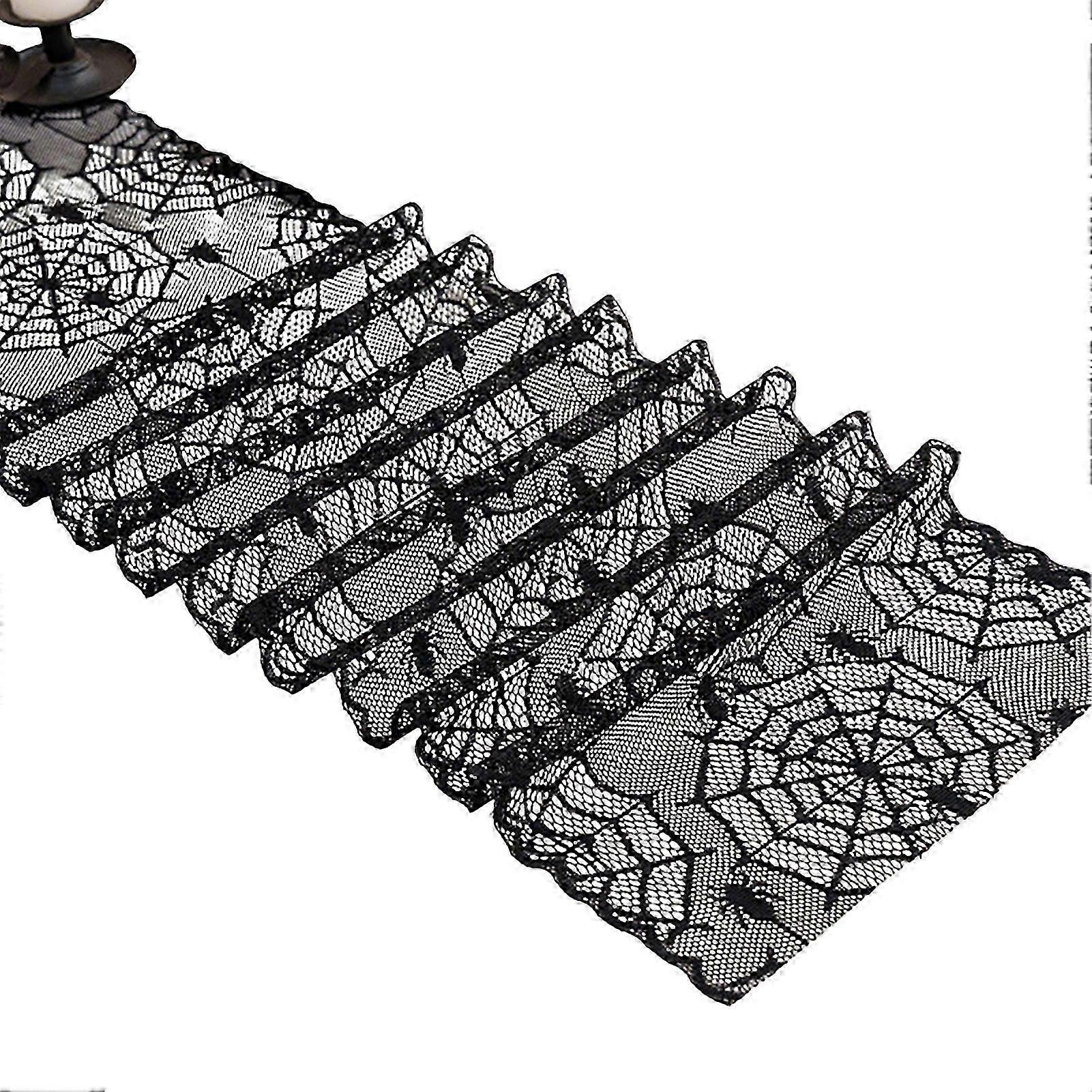 Black Polyester Lace Spider Web Runner