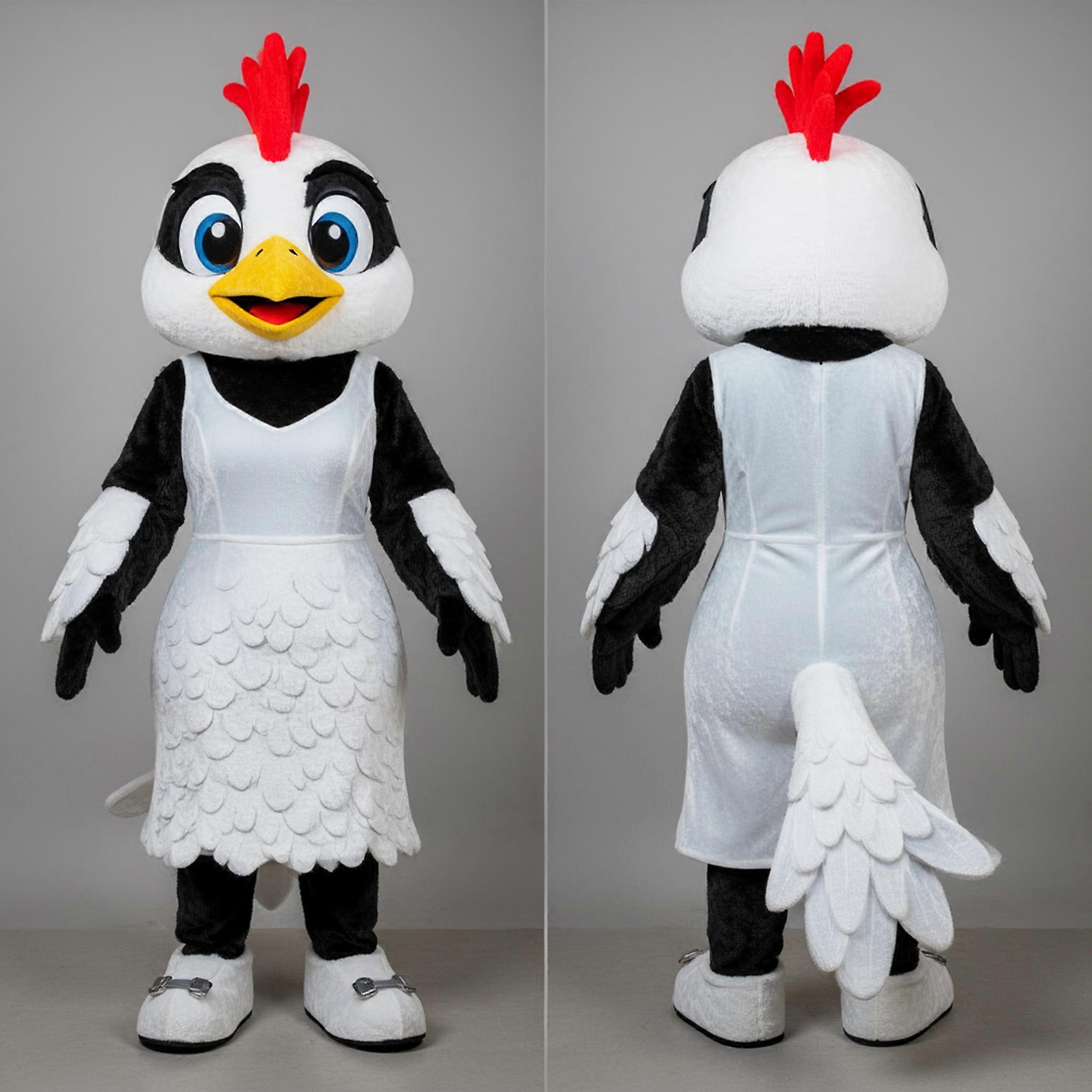 MASTICOT Snowy White Feathered Blackbird Mascot