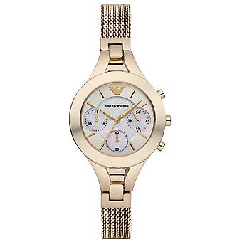 Armani Chiara Quartz Analog Woman Watch with AR7390 Gold Plated Stainless Steel Bracelet
