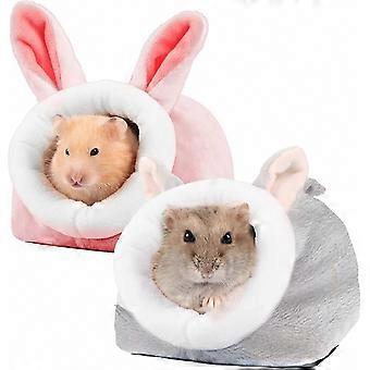 Pet Hideaway & Nesting Cave for Dwarf Syria Hamsters, Rats, Chinchillas, Degus, Ferrets, Hedgehogs & Mice | Cotton Animal House | Gray & Pink