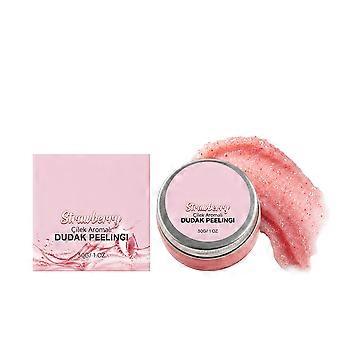 2pcs Strawberry Flavored Lip Scrub, gentle exfoliating cleansing, moisturizing, non-sticky, keeps lips soft and glossy