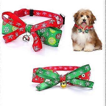 2 Pack Christmas Pet Collars, Christmas Cat Dog Collar, Cute Fashion Bow Tie Christmas Costume for Cats and Small Dogs