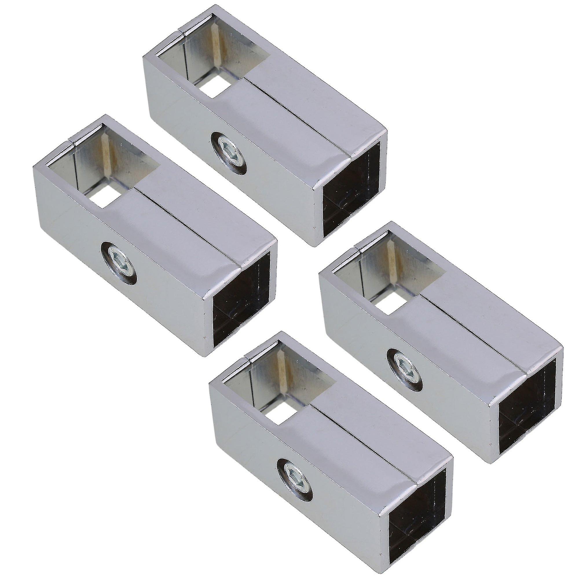 4 X Silver Square Tube Connector 2 Way Clamp Rack Fitting For 2.5cm Pipe