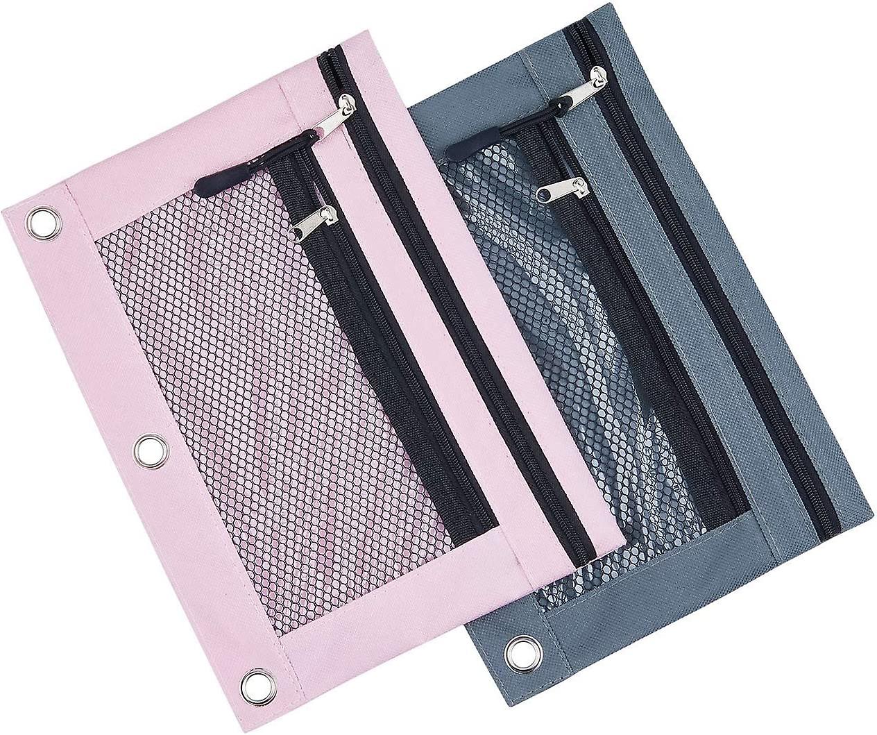 3 Rings Binder Pencil Pouch, Pencil Case With Clear Window