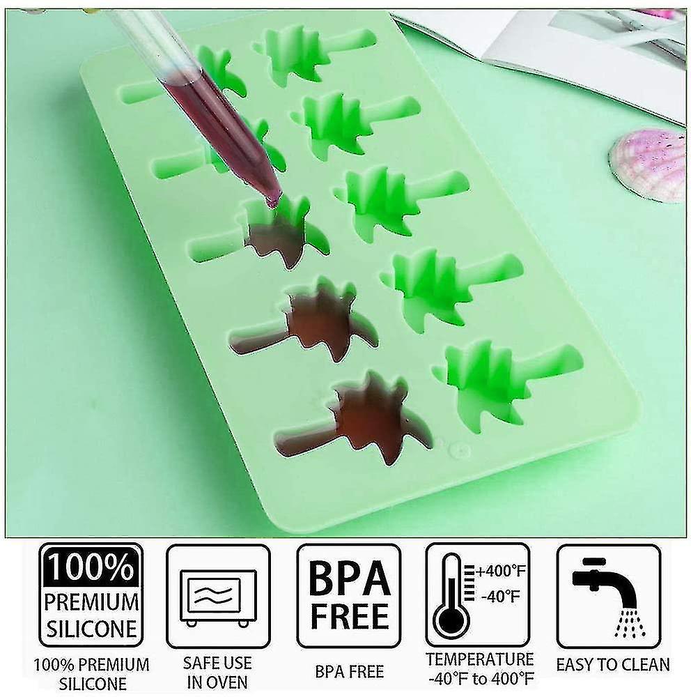 4 Pcs Candy Shape Silicone Chocolate Molds Ice Cube Molds Cactus, Flamingo, Coconut Tree And Pineapp