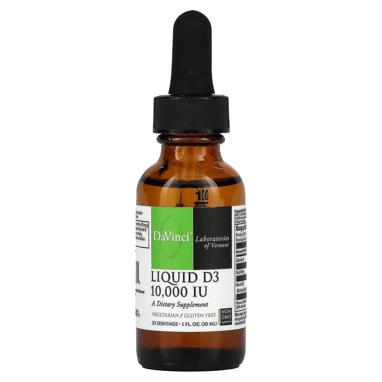 DaVinci Laboratories of Vermont, Liquid D3, 10,000 IU, 1 fl oz (30 ml)