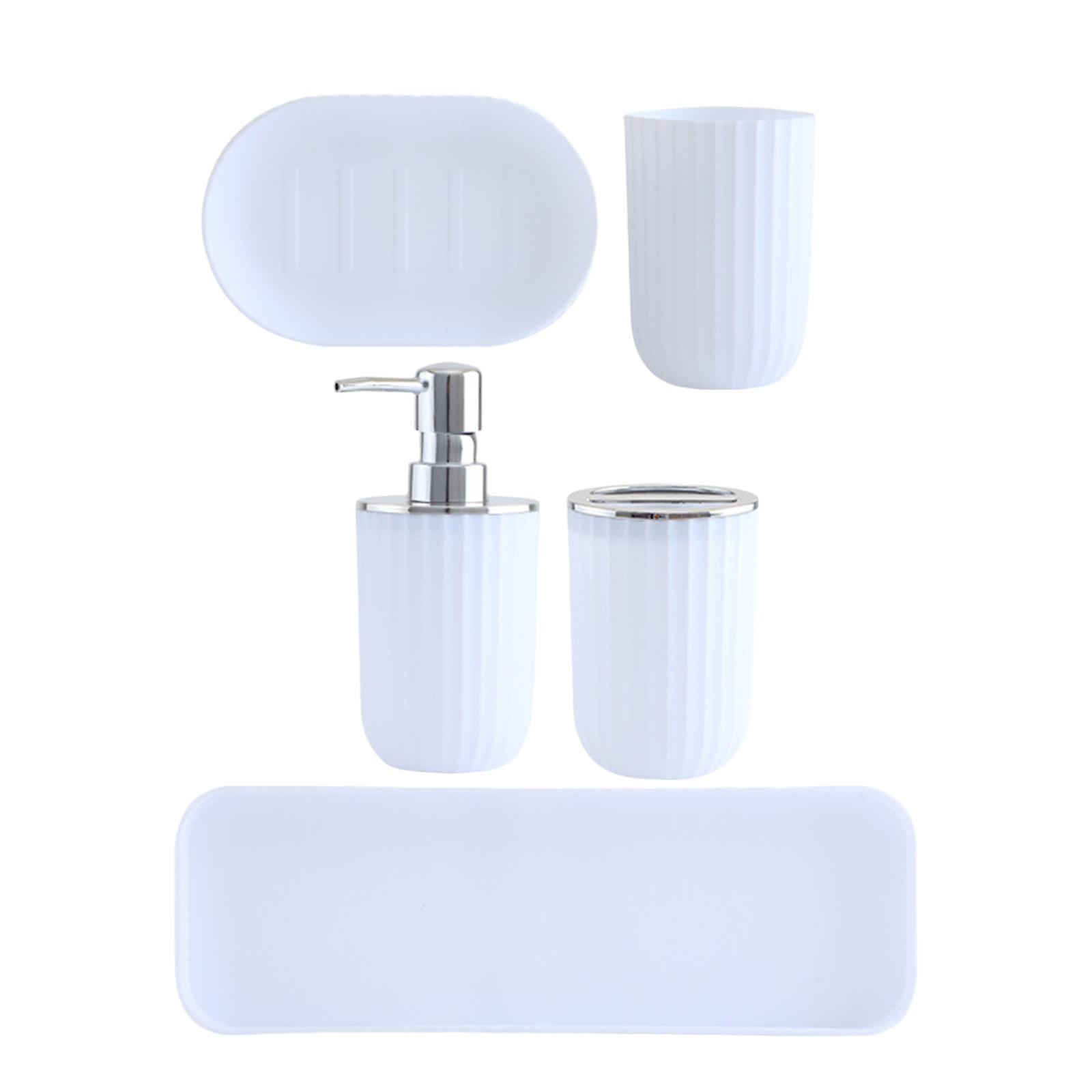 Plastic Bathroom Accessories Set Apartment Necessities Modern Decor White