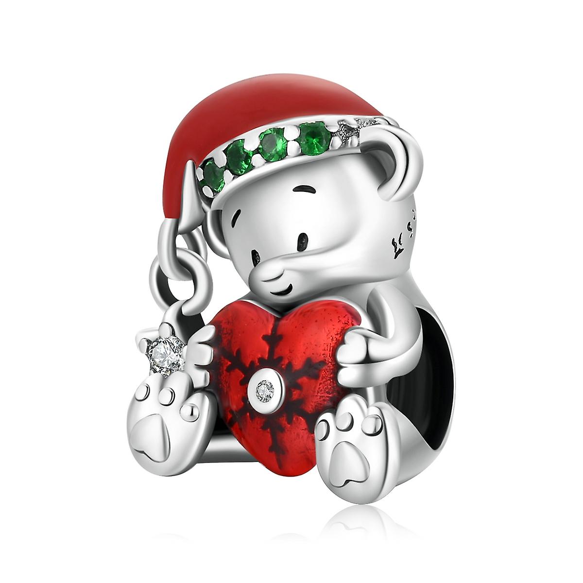S925 Sterling Silver Christmas Bear Beads