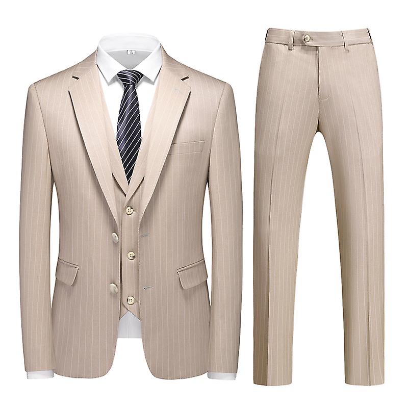 Stylish Striped Men's Suit: Sleek Fit, High Quality, Comfortable & Breathable | Perfect For Weddings And Professional Attire