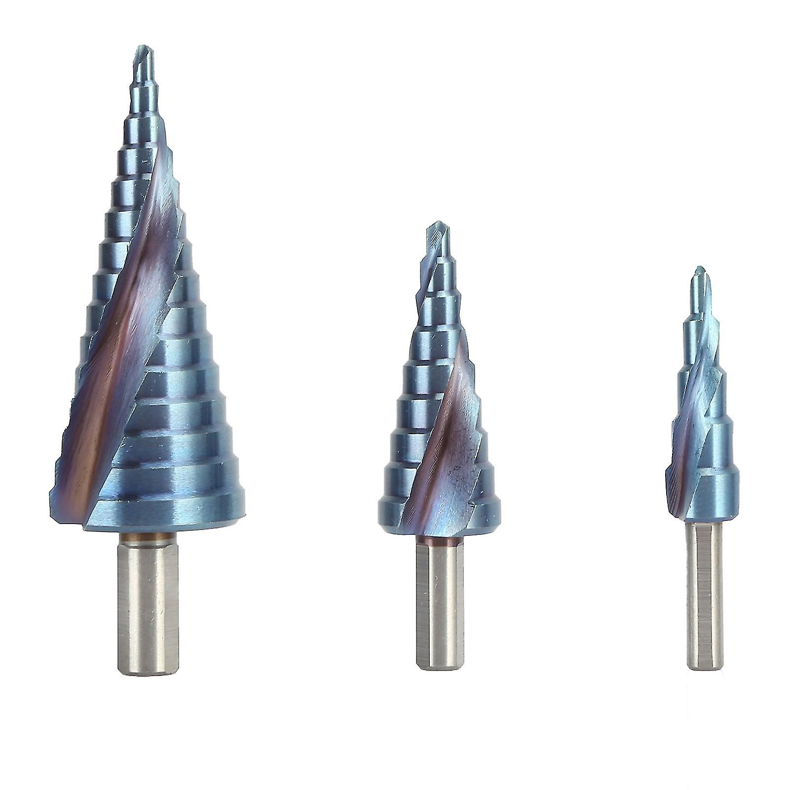 3pcs 4-32mm Bits Sharp Accurate Punching Triangular Handle Hss Spiral Flute Step Drill Bit Kit For Iron Plates