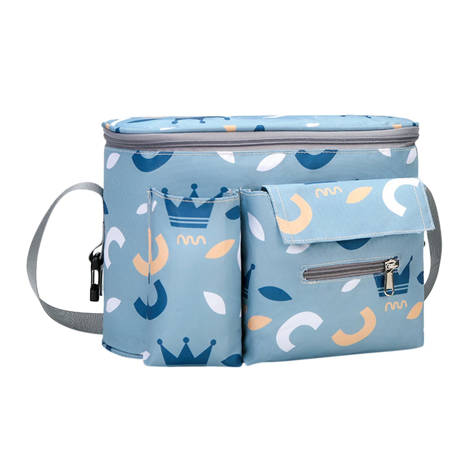 Universal Stroller Organizer Multi Pockets Spacious Easy Installation Blue