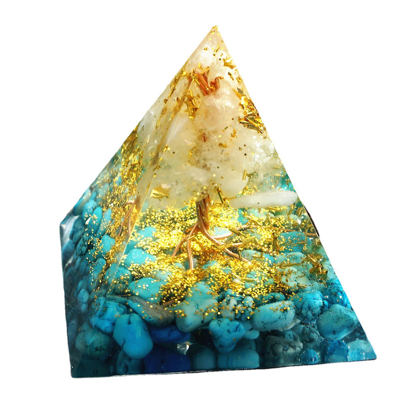 Pyramid Shaped Crystal Ornaments Handmade Space-saving Turquoise Figurines For Desk Bookshelf Dining Table