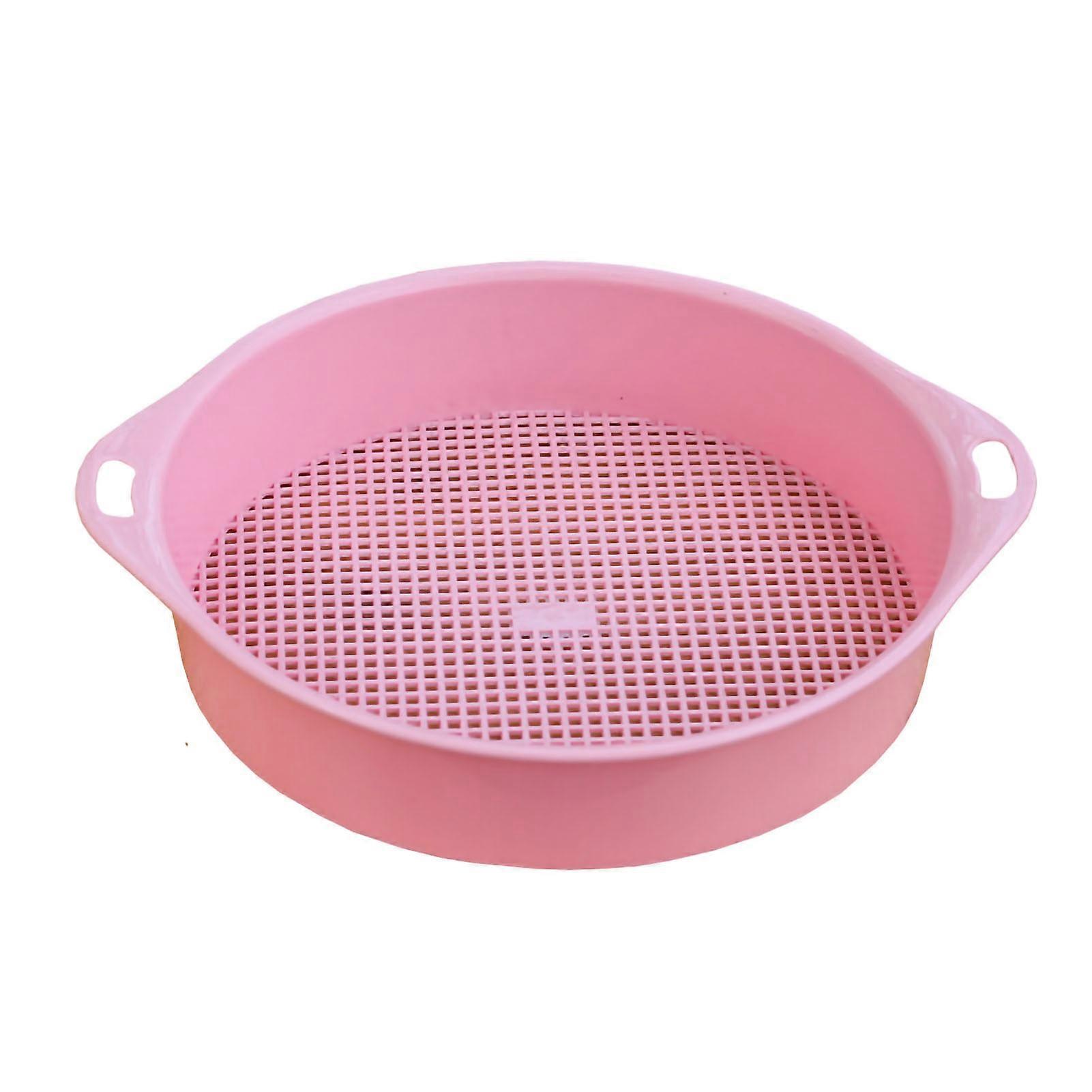Soil Sifter 3mm PP Tetragonum Hole Soil Sifter Portable Soil Sifter Garden Filtering Earth and Stone Tools for Garden Pink