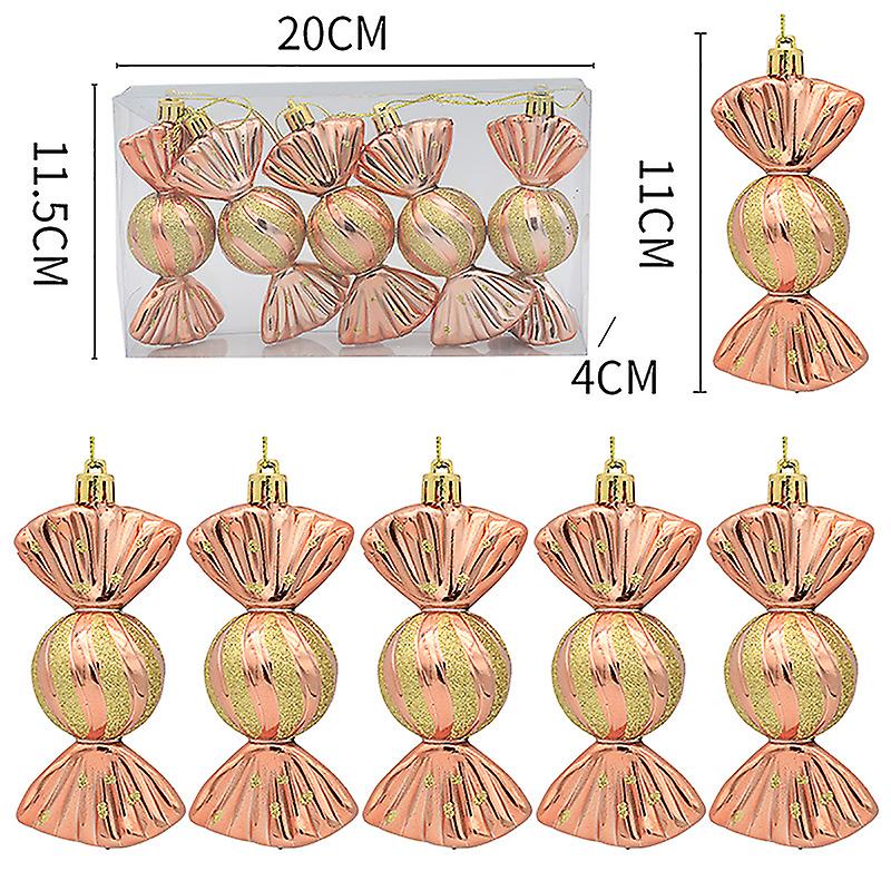 5pcs Christmas Candy Cane Pendants Red Candy Crutch Xmas Tree Hanging Decoration