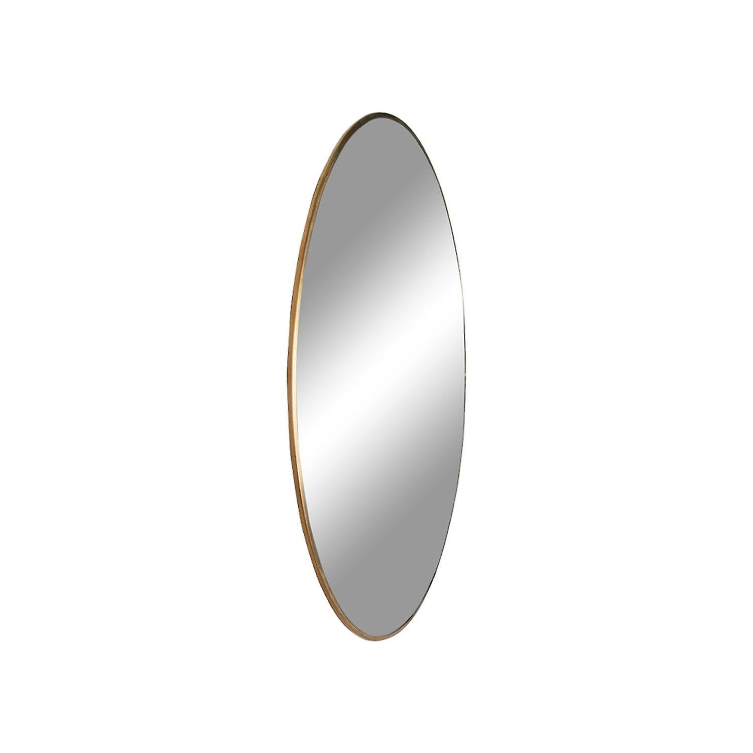 Round steel mirror with brass aspect Ø 60 cm
