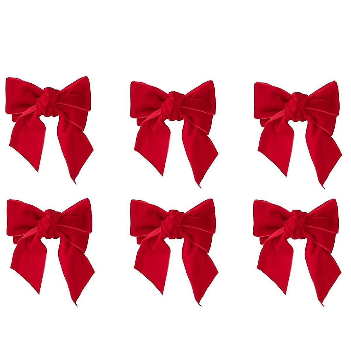 6db Red Bow karácsonyi szalvétatartó gyűrűk elegáns flanel szalvéta csat születésnapi partira esküvői étkezés t