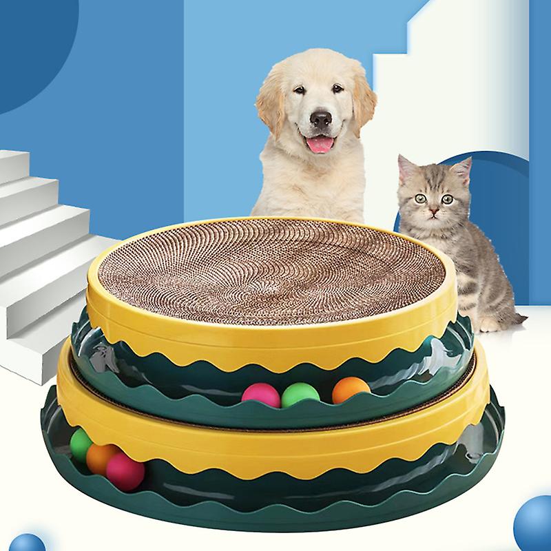 Cat Scratcher Toy M Fluorescent Yellow Double Layer PET Resin