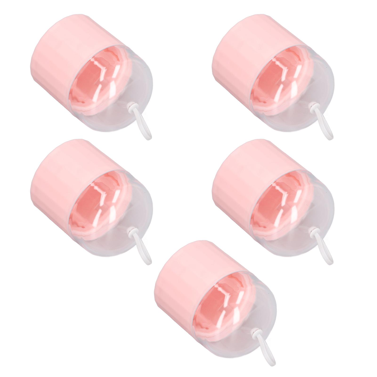 Clear Pink Makeup Sponge Holder Case 5pcs Dustproof Stand Set