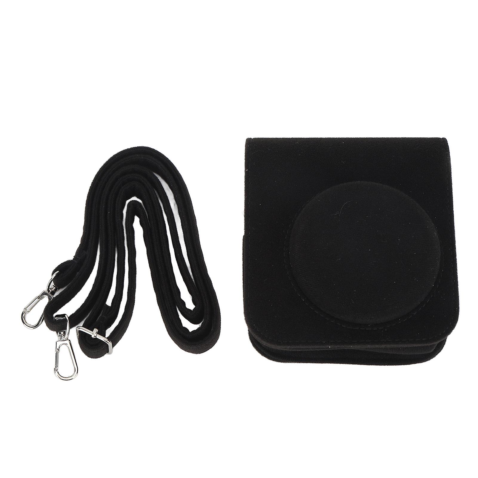 Mini Instant Camera Protective Bag Felt Case With Adjustable Strap Detachable Top Cover for FujiFilm Instax Mini 12 Black