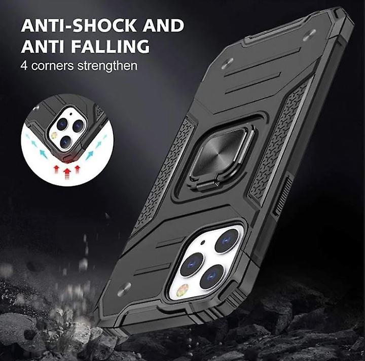 Black Shockproof Ring Case Stand Cover For Iphone 14 Pro
