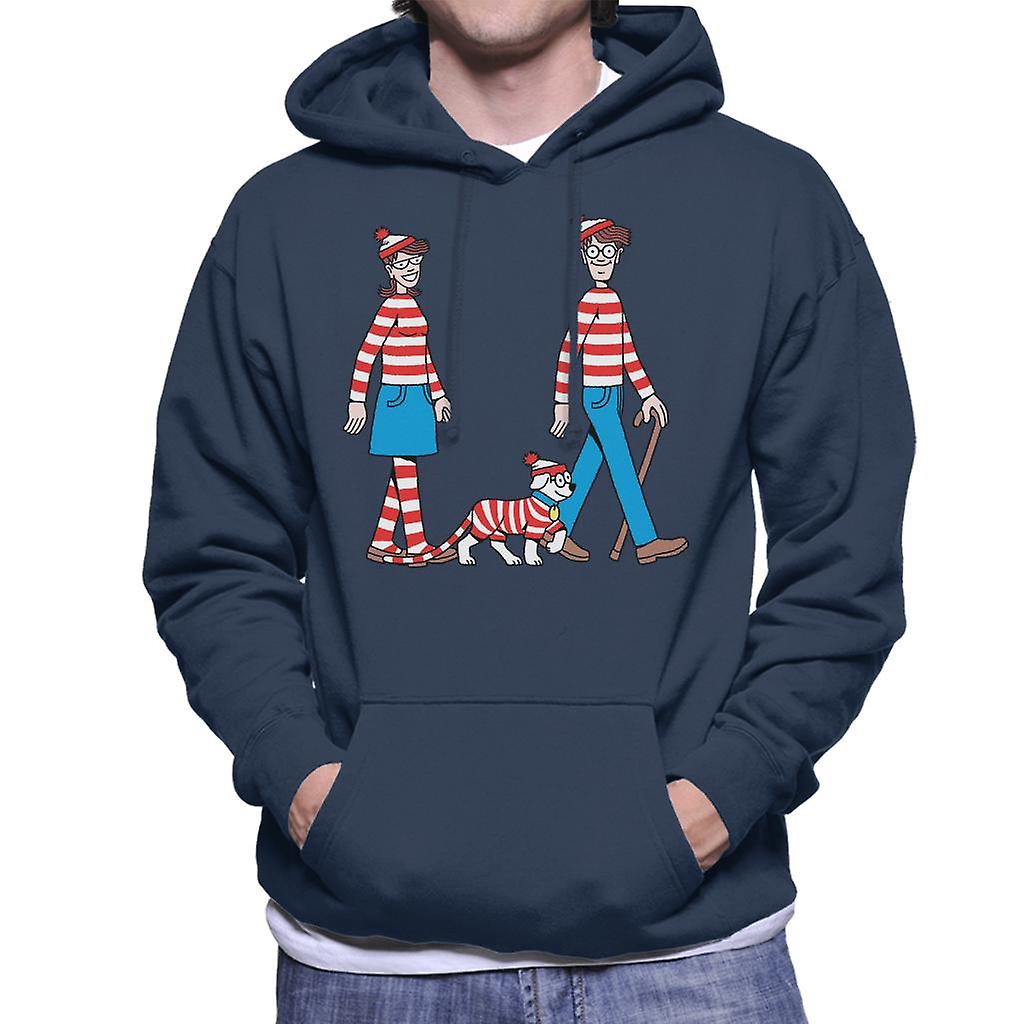Where's Wally Walking With Wenda And Woof Men's Hooded Sweatshirt