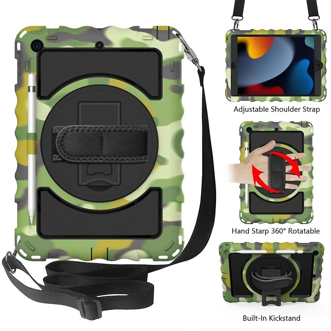 For iPad 10.2 360 Degree Rotating Case with Pencil Holder, Kickstand Shockproof Heavy Duty with For