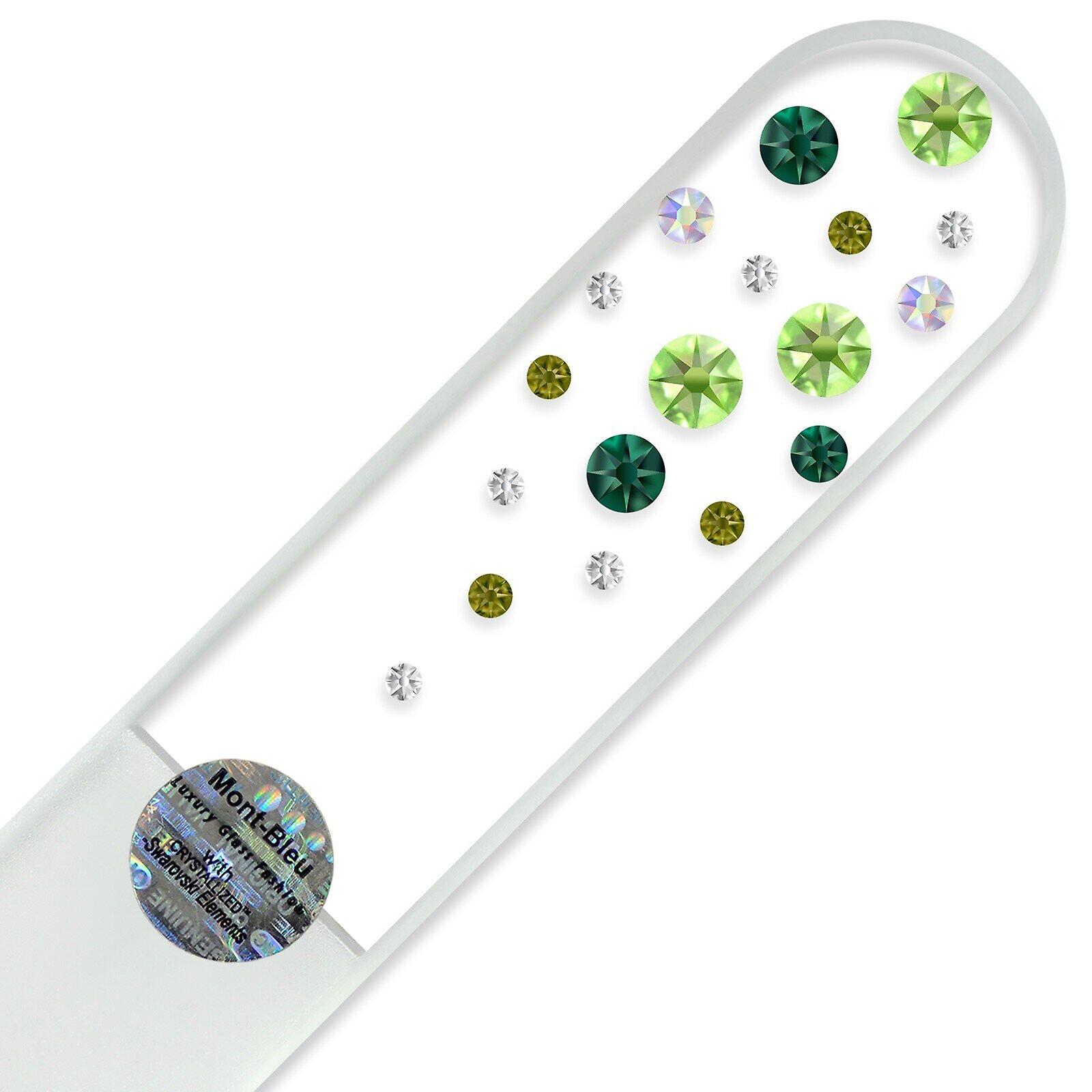 Mont Bleu Large Glass Nail File with crystals W-B - Peridot - Emerald