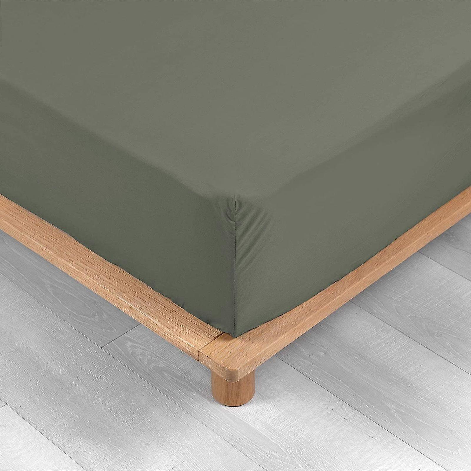 Anthracite percale fitted sheet 160 x 200 cm with 30 cm cover