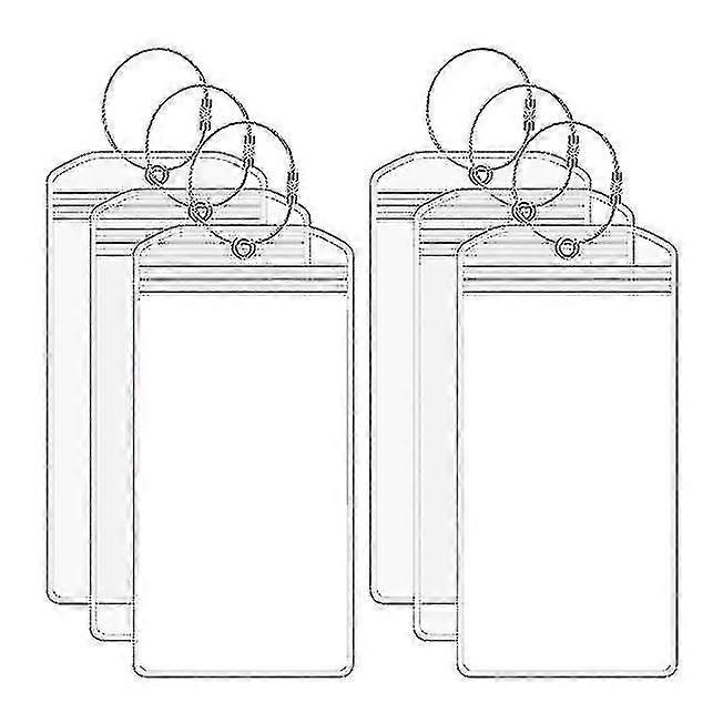 6 Pack Suitcase Tag With Zipper And Steel Buckles, Luggage Tags, Cruise Essentials, Clear Waterproof Suitcase Tag Holder, Travel Accessories