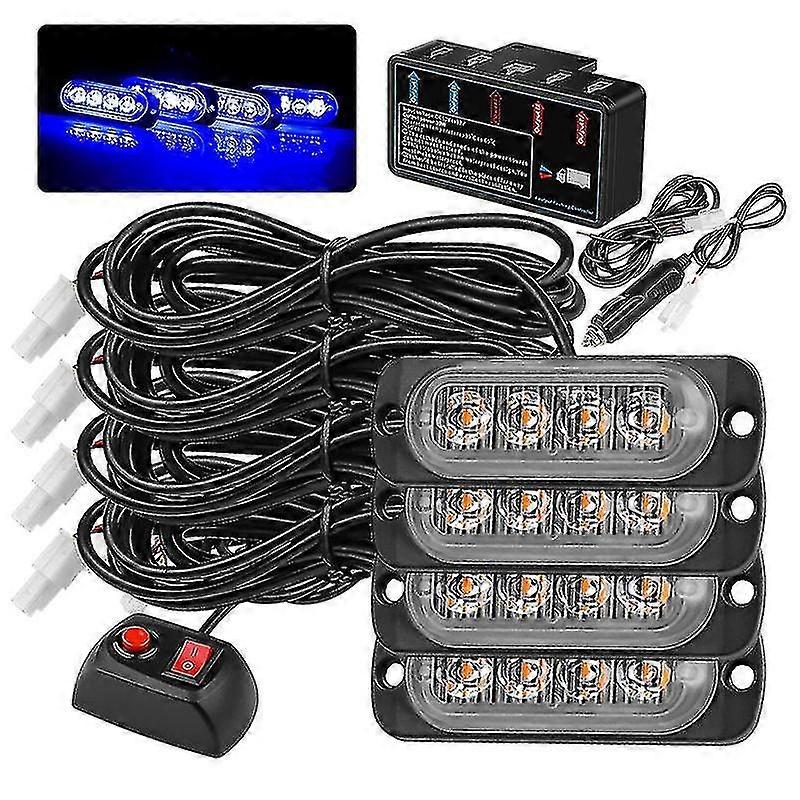 4 In 1 Car Led Flashing Light 16w 18 Mode Truck Side Warning Light Led Strobe Flash Vehicle Light