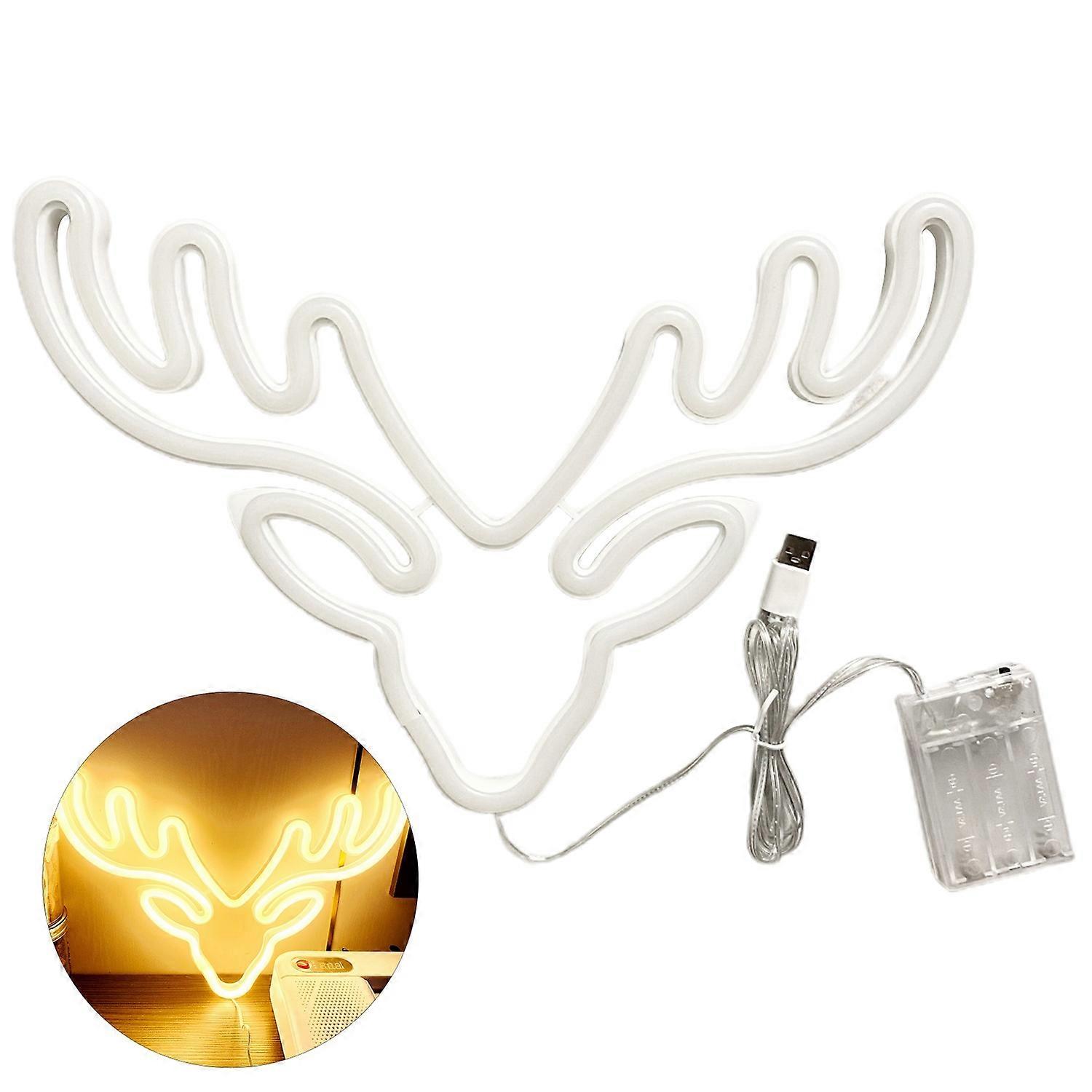 LED Neon Light Creative Shape USB/Battery Operated Low-power Consumption Christmas Deer Head Neon