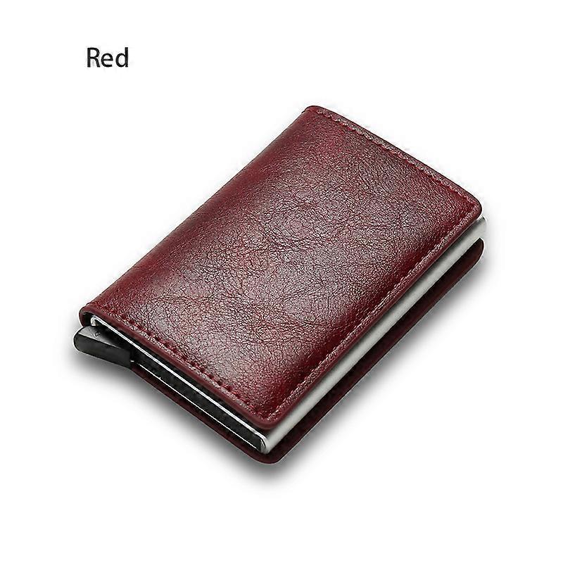Slim Aluminum Wallet with Elasticity Back Pouch ID Credit Card Holder Mini RFID Wallet Automatic Pop Up Bank Card Case Organizer