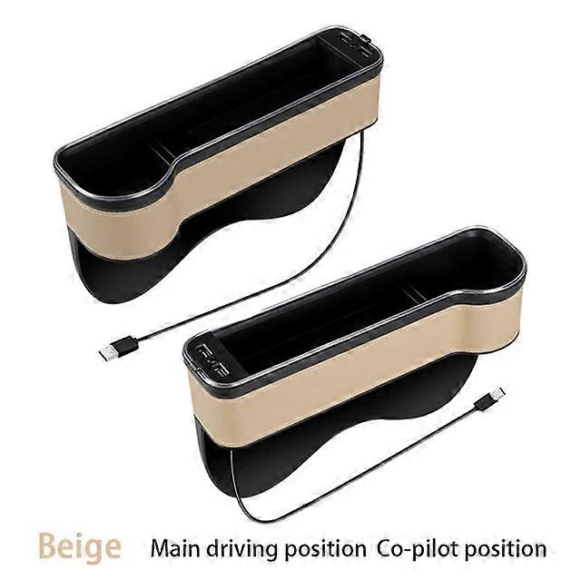 Car Seat Gap Organizer Multifunctional Seat Gap Filler Storage Box with Dual USB QC3.0 Car Charger,LED Breathe Light,Cup Holder