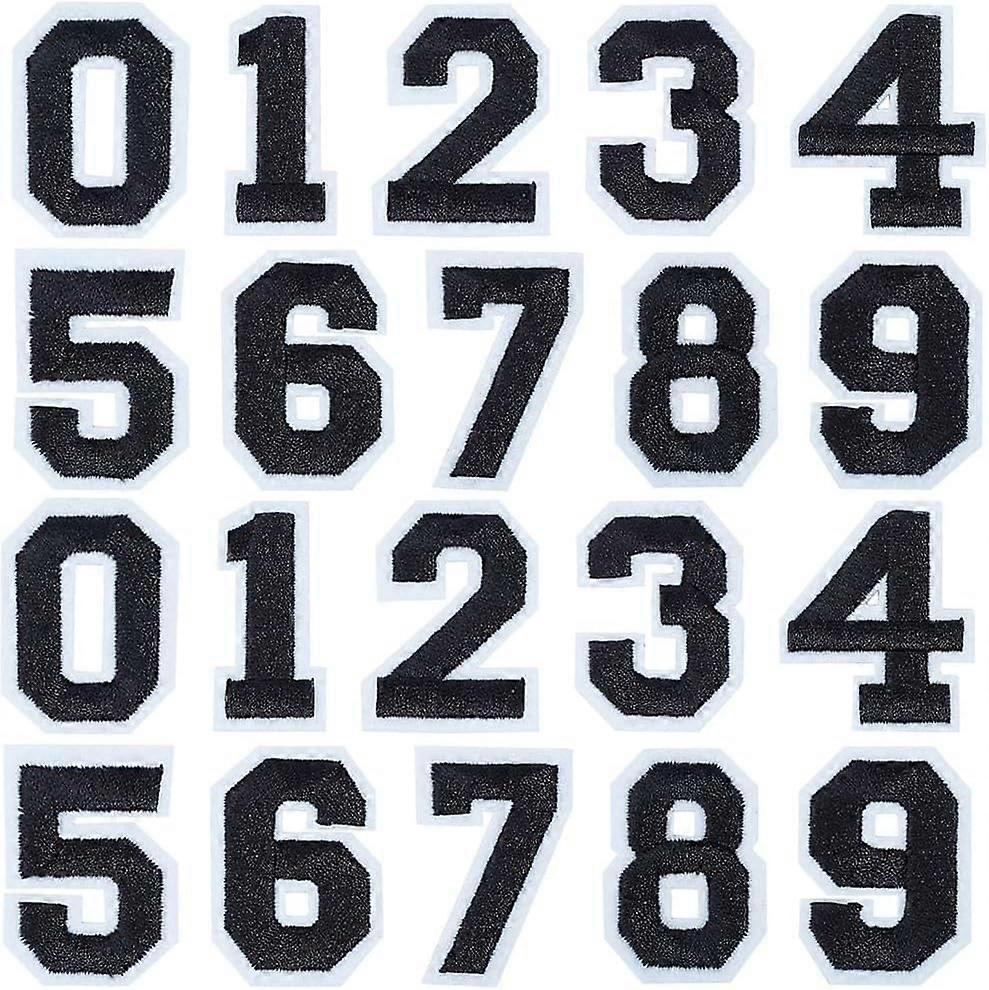50PCS Iron on Numbers Patches Black 0-9 Sew on Patches Wool Felt Embroidery Number Applique Fabric Repair Patches Decals for Clothes Jerseys Varsity J