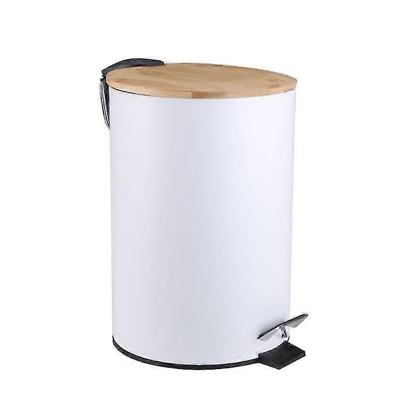 7L Wooden Flip Step Trash Can Garbage Rubbish Bin Waste Container Organizer for Bathroom Kitchen Office-A