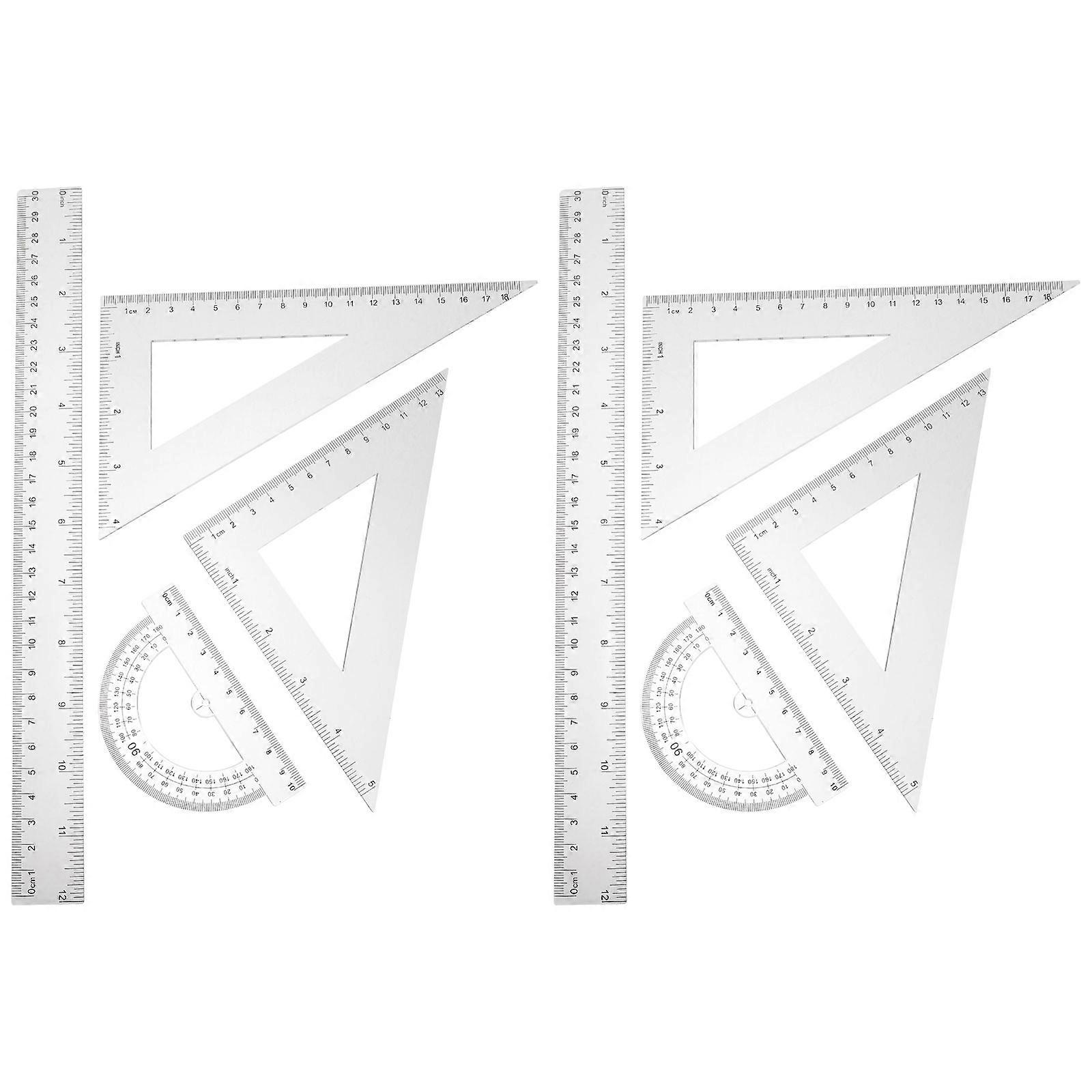2 Sets of Math Geometry Tool Set Math Ruler Measuring Ruler Triangle Ruler Geometry Protractor Tool