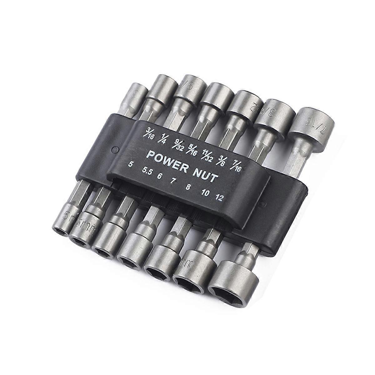 14 Pcs 5-12mm Imperial Impact Hex Bit Socket Set Socket Nut Socket Bit Set Nut Driver Drill Bits 1/4 Inch Hex Tool