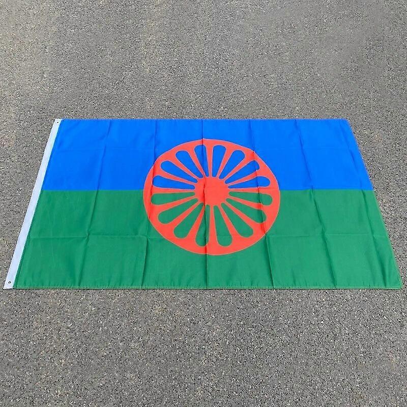 Drapeau personnalisé aerxemrbrae 90 x 150 cm (3 x 5 pieds) Drapeau gitan Rom Bannière du peuple rom