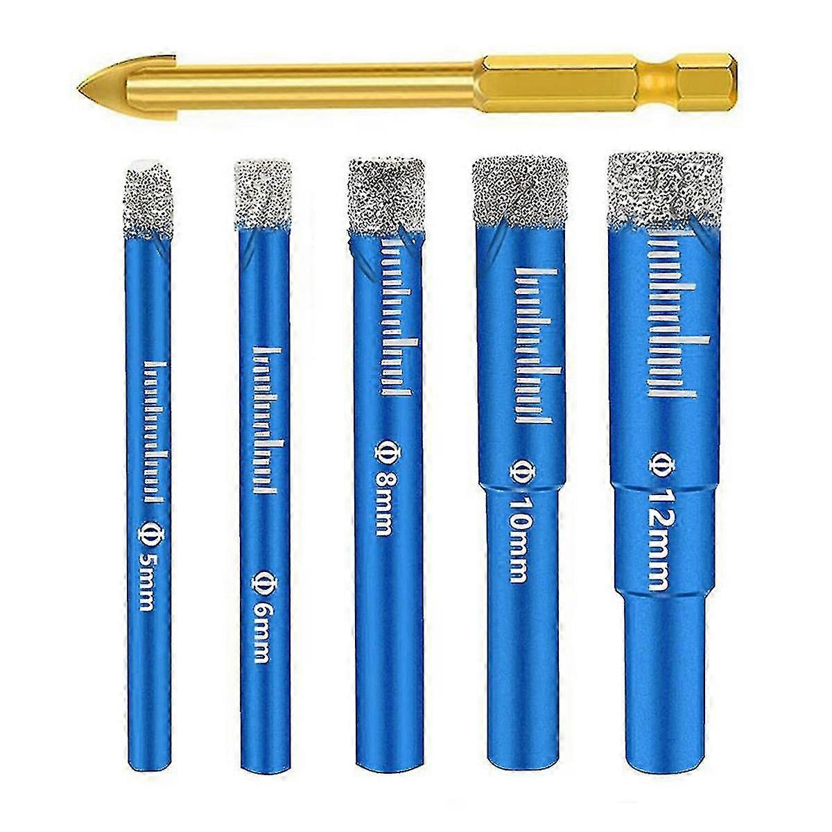 6pcs Tile Drill Bits Set Diamond Drill Bit Sets Diamond Drill Bit Glass Diamond Core Drill para Gran
