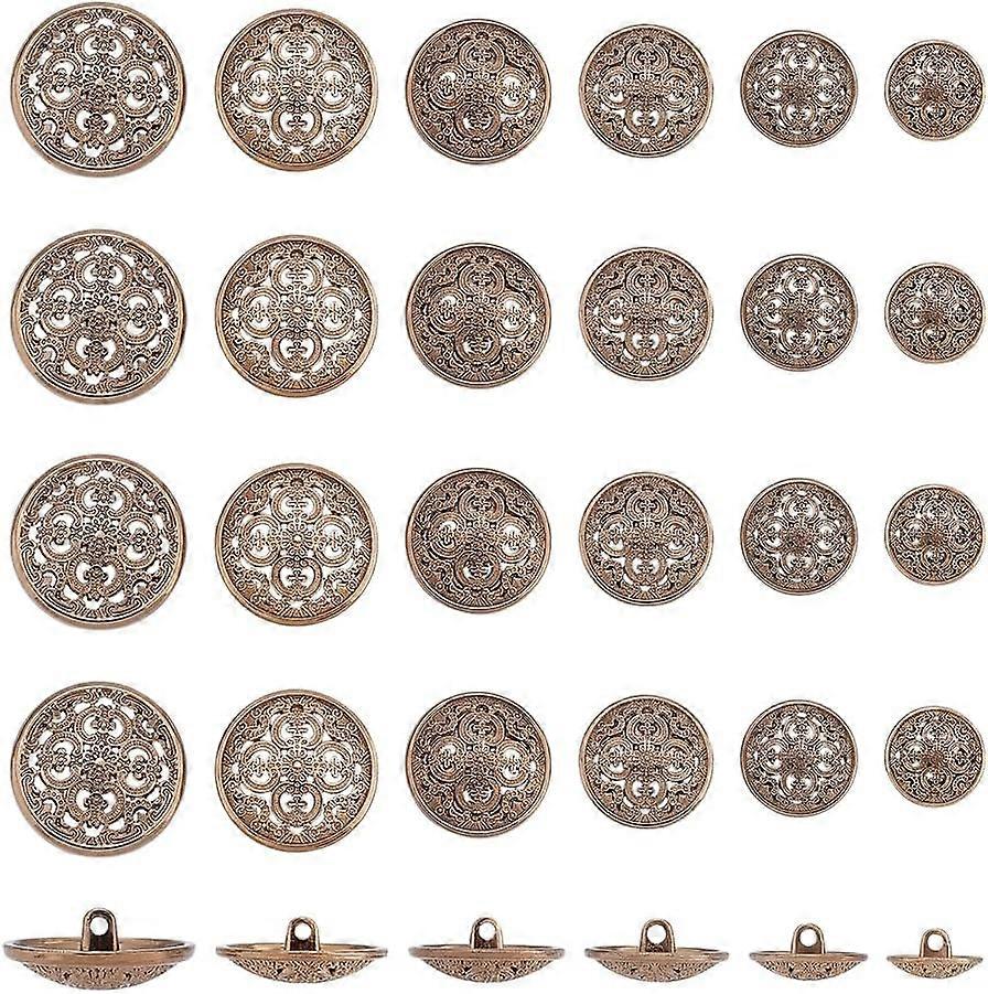 48Pcs 6 Sizes Zinc Alloy Shank Buttons Antique Bronze Sewing Buttons 2mm Hole Half Round Vintage Shank Blazer Buttons Retro Woolen Coats Buttons for S