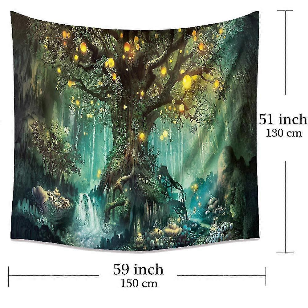 Tree Of Life Wall Hanging, Psychedelic Tapestry Waterfalls Under Ancient Tree Tapestries, Fairy Wall Tapestry Decoration Wall Hanging Blanket For Bedr