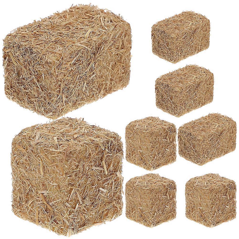 8pcs Mini Hay Bales Small Decorative Hay Table Decoration Rustic Mini Farm Haystack