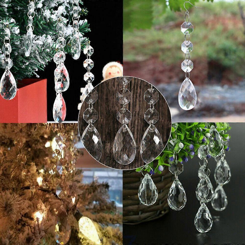 10/30pcs Acrylic Crystal Garland 10cm Hanging Bead Xmas Tree Decor