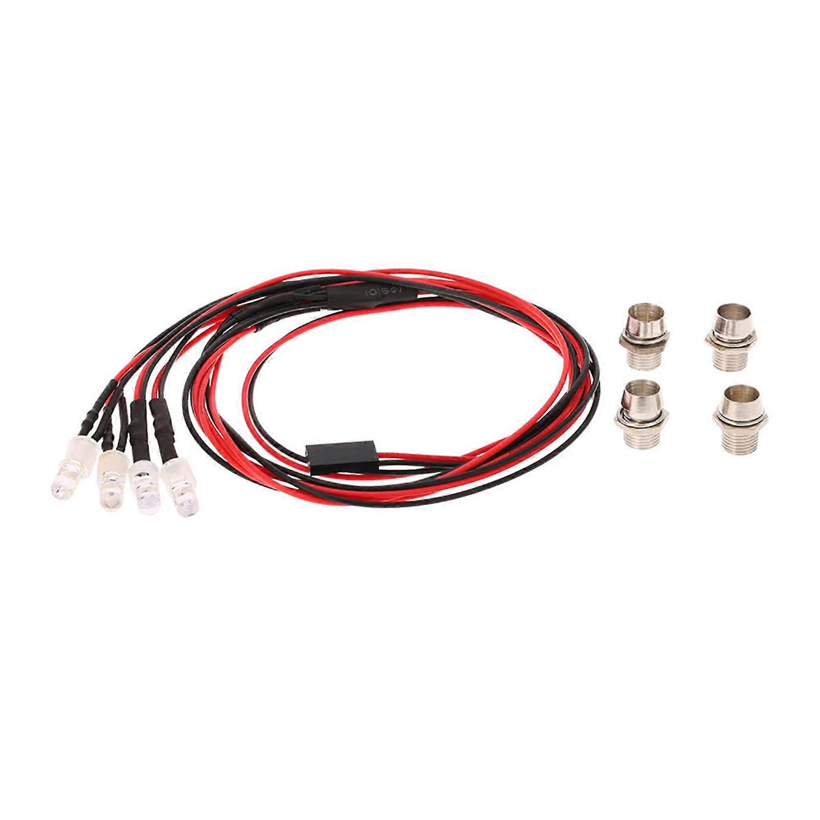 1 Set Model Car Light Stable Performance Miniature 2 White Red 4 LED Lights Kit RC Car Light for 1/10 1/8 Traxxas HSP Redcat RC4WD Tamiya Axial SCX10
