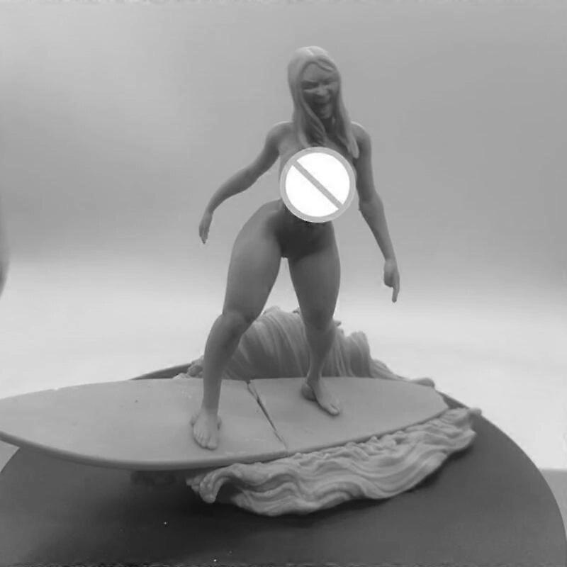 Surfer Nude Diy Resin Figure 1/24 Scale 75mm Figurine Assemble Model Kit Unpainted Statuettes and Unassembling Diorama Toys