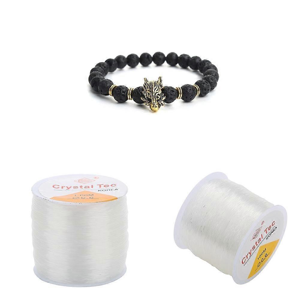2 Rolls 0.6mm 100m Clear Pearl Cord Crystal Elastic Stretch Cord Necklace