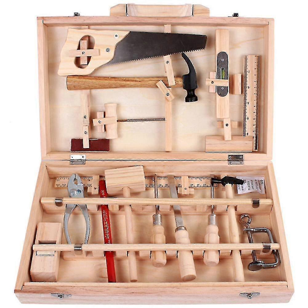 Repair Box Carpentry Wooden Toolbox Boy Pretend Toy