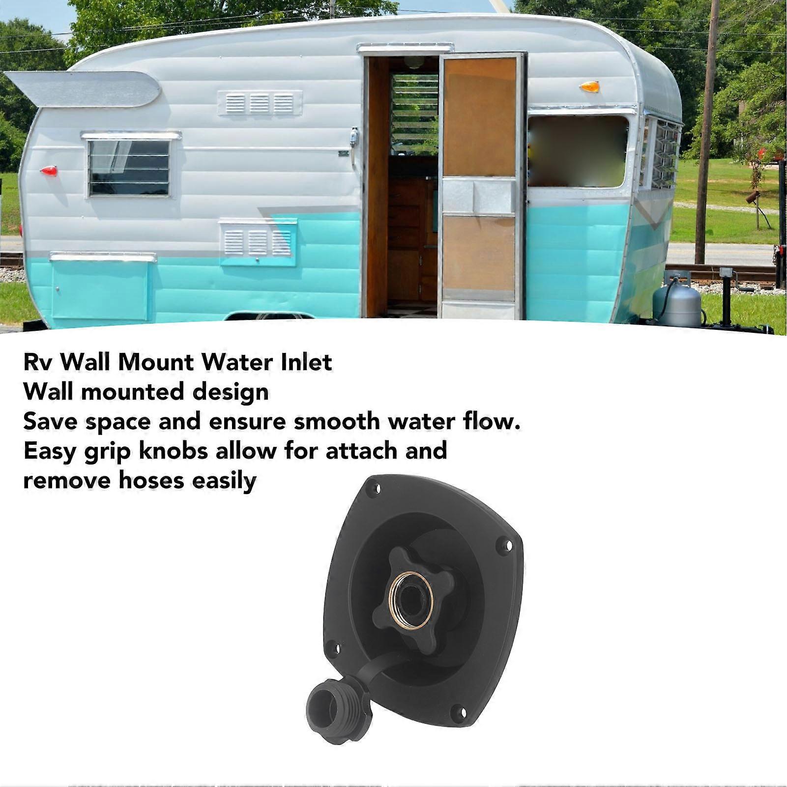 Rv Wall Mount Water Inlet Pressure Regulated City Water Entry with Quick Connector for Trailer Camper Boat Black