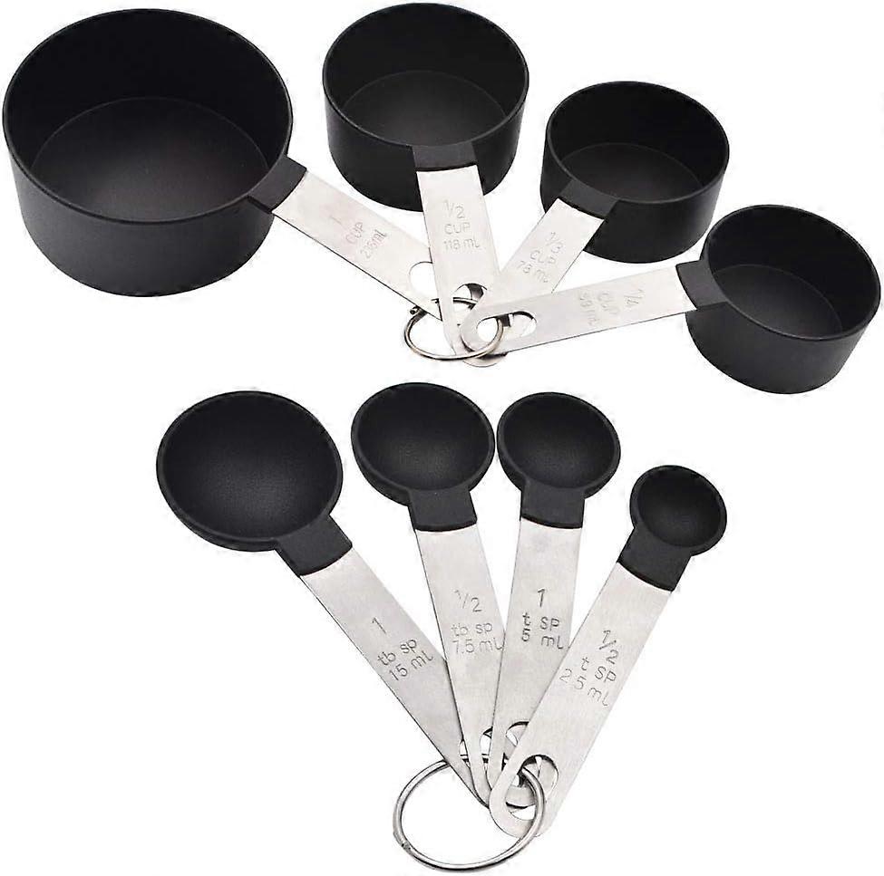 XHX Plastic Measuring Cup with Measuring Spoon - 8 Piece Set - Cup and Spoon
