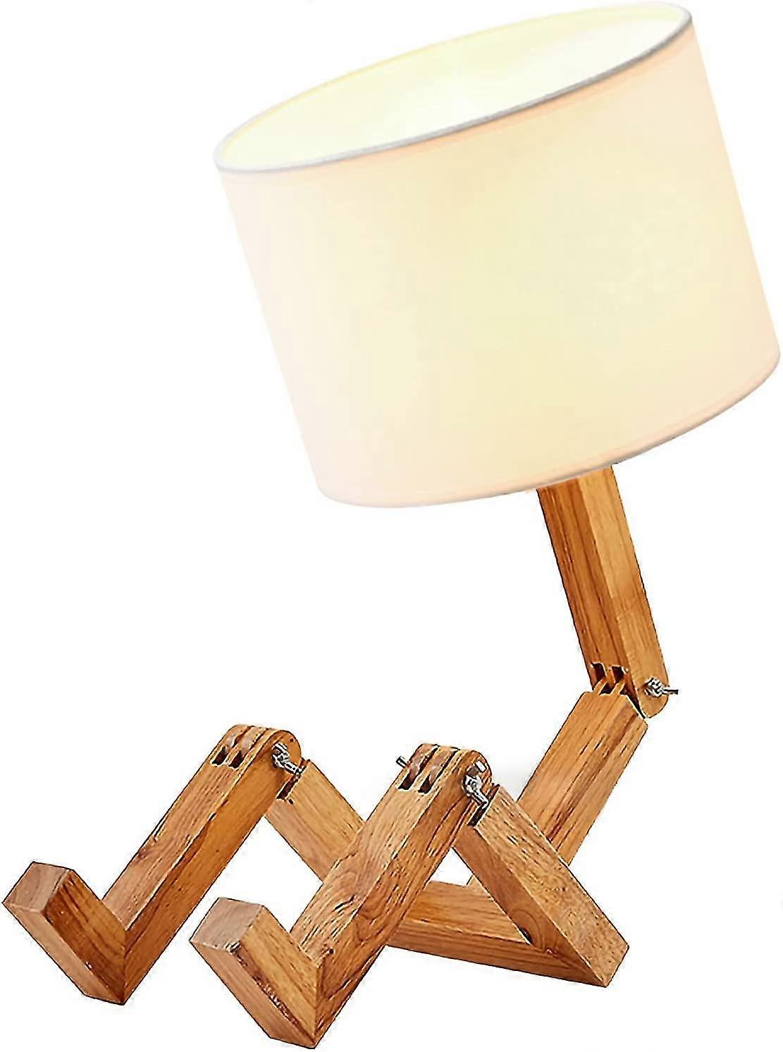 Desk Lamp Solid Wood Robot Folding Table Lamp Without Bulb For Bedroom Bedside Lamp